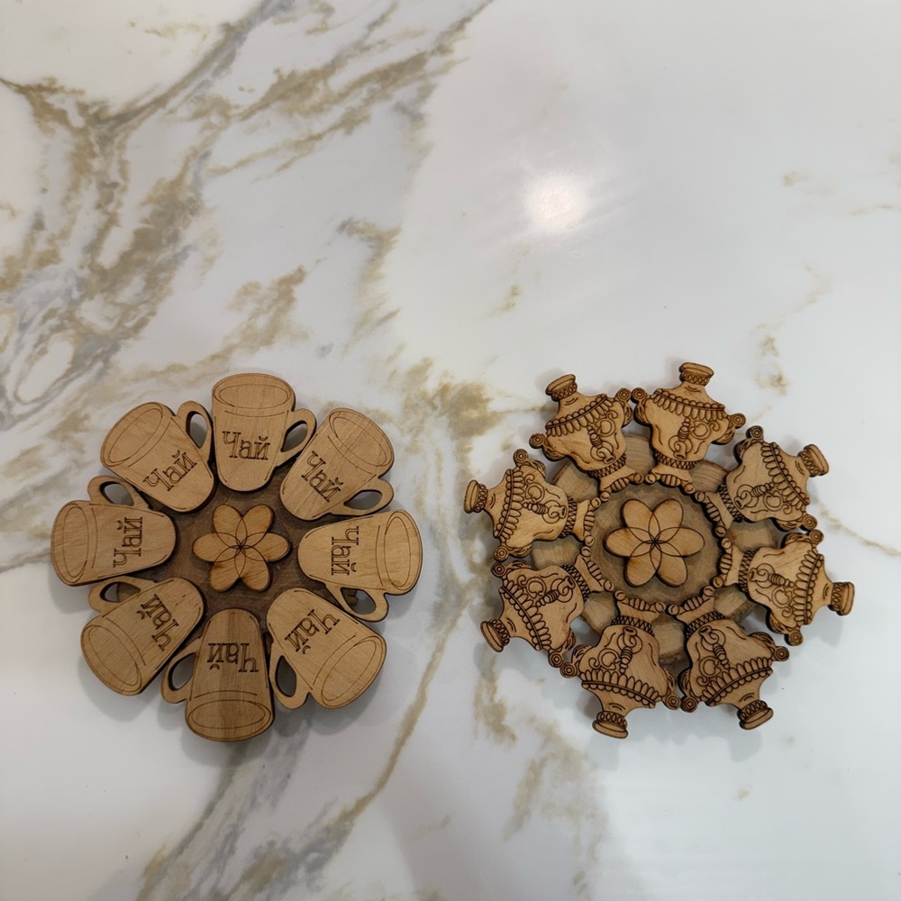 Wooden Tea Coasters Set